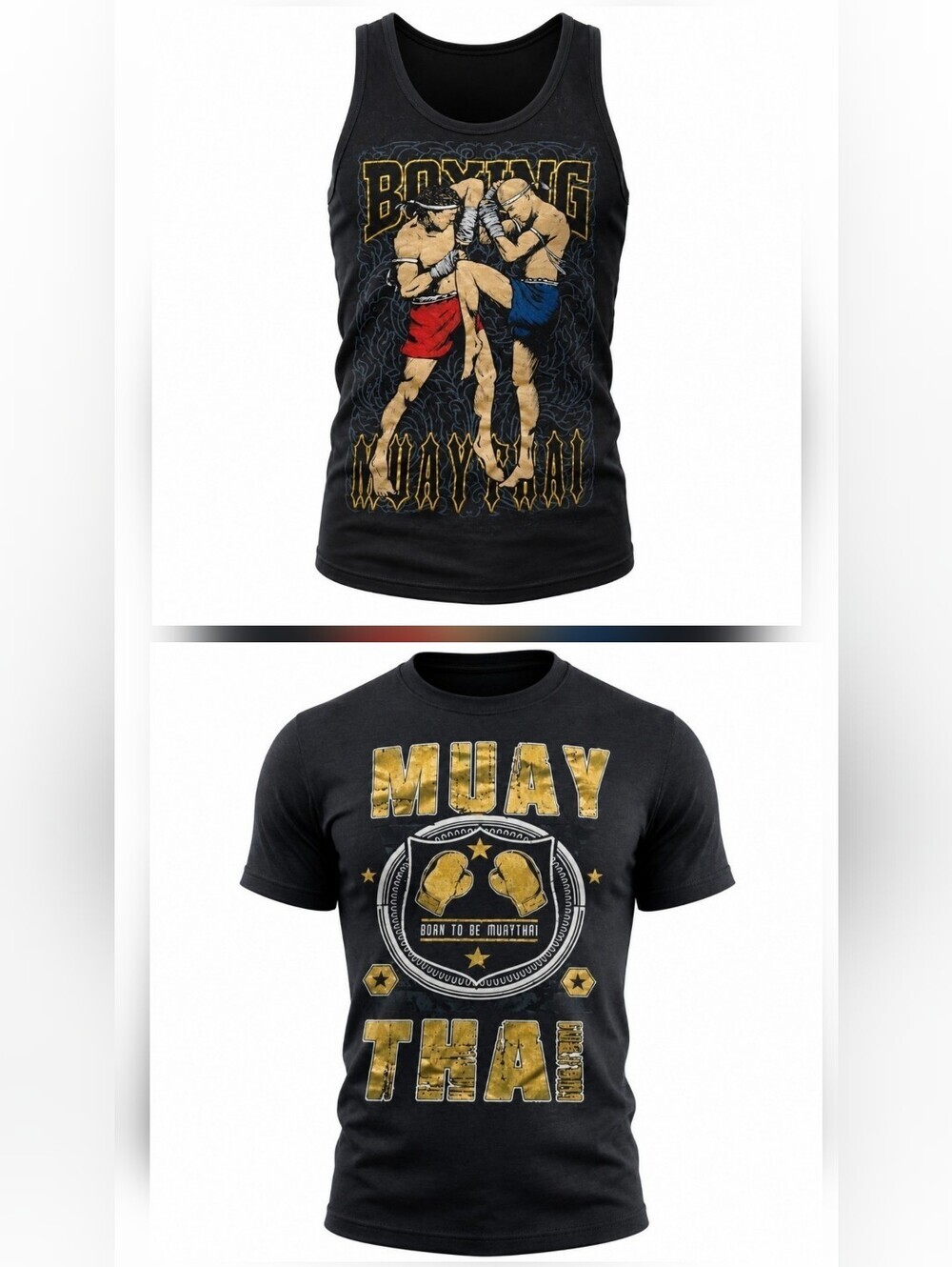 Muay Thai tank top and T-Shirt Boxing kickboxer men's size XL Born to be
